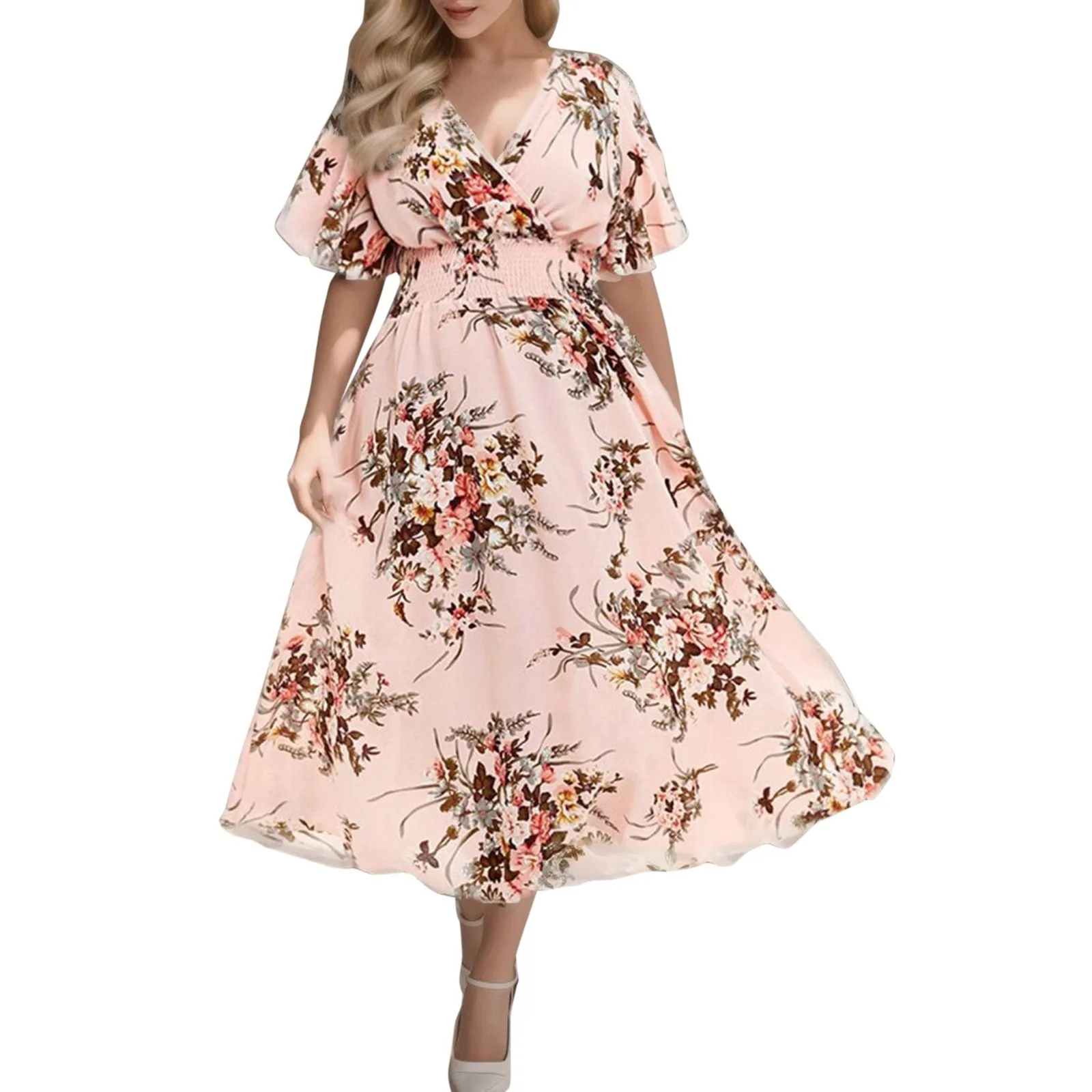 

S-5XL Floral Maxi Dress Women's Summer V-Neck Bohemian Beach Sundress Casual Large Size Long Dress vestidos verano платье