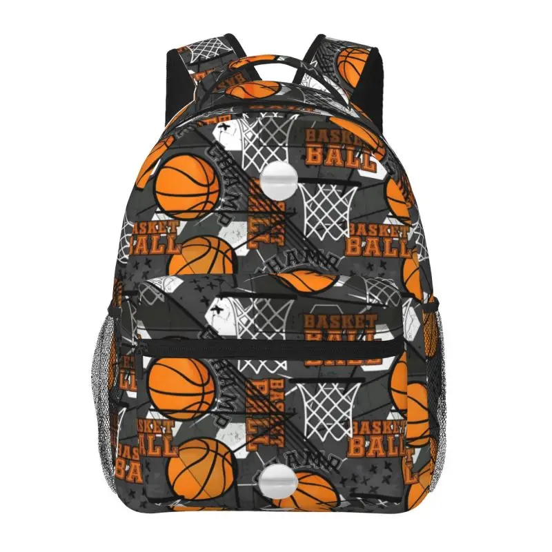 

Basketball Print Backpacks for Boy/Girls Children Best Gifts 2D Flat Cartoon Laptop Bags Teenage Schoolbag Outdoor Leisure