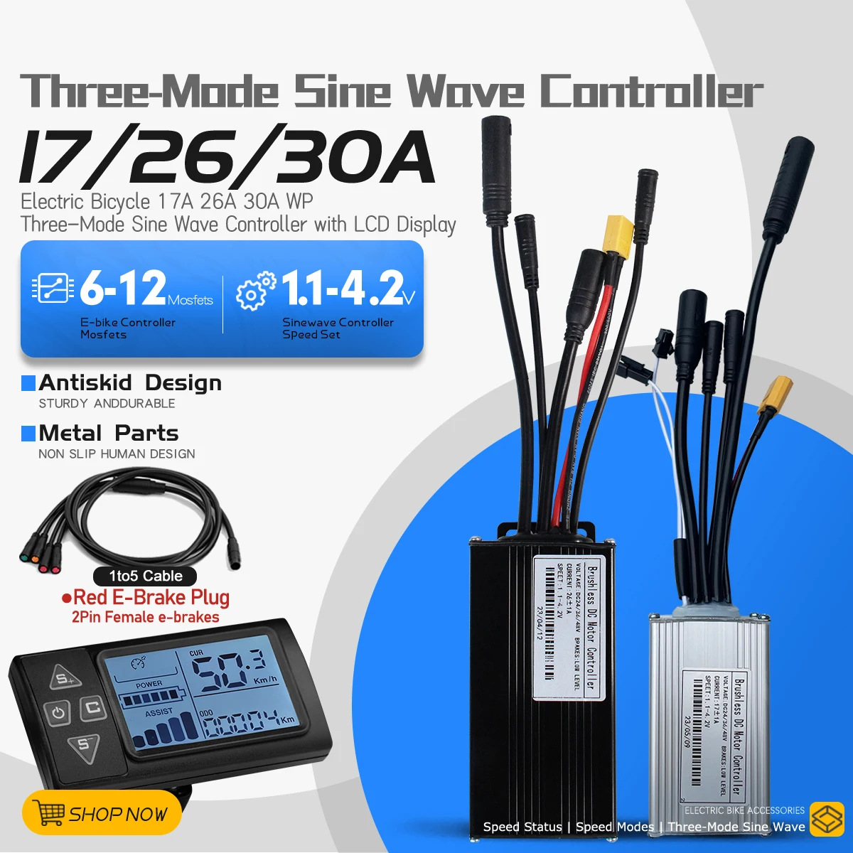 

Ebike 24 В/36 В/48 В 17A26A30A Трехрежимный контроллер функции обучения синусоидальной волны S861, дисплей для деталей комплекта электрического велосипеда 250 Вт-1000 Вт