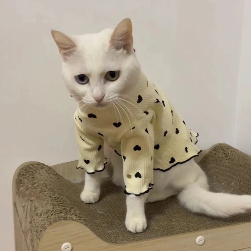 Kawaii Cat Puppy Vest 100% Cotton Pet Undershirts for Small Dogs Cats Sphynx Pomeranian Clothes Soft Kitten Pullovers ropa gato