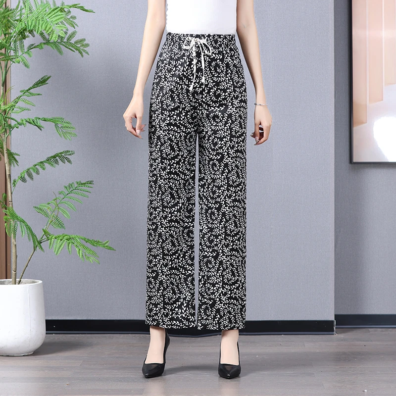 

Vintage wide-leg trousers women's spring and summer new high-waisted thin trousers drape loose casual straight trousers