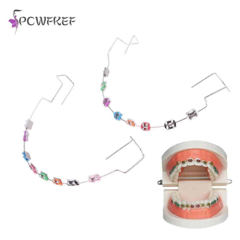 1 Pair Temporary Tooth Decoration With Metal Wires Colorful Metal Bracket And Orthodontic Ligature Ties Dental Decorations