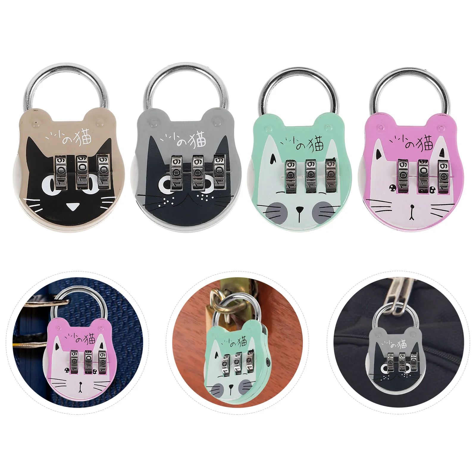 

4pcs Cartoon Table Cabinet Sturdy Metal Password Padlocks for Dormitory Mini Drawer Storage Security Cute Combination Locks