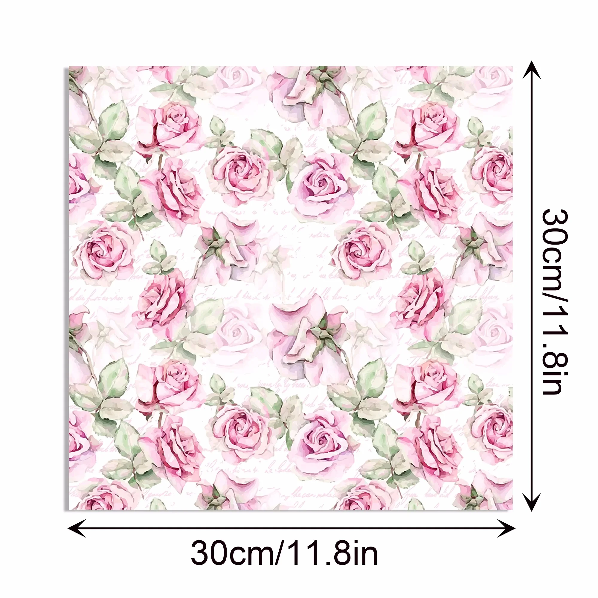 24pcs Pink Rose Clock Pattern Scrapbook Paper Party Gifts Decorative Packing Craft Wrapping Papers 30*30cm