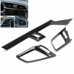 3x Carbon Fiber ABS Dashboard Center Side AC Air Vent Outlet Cover Trim For Honda Civic Gen 10th 2016-2020 G10 Interior Styling