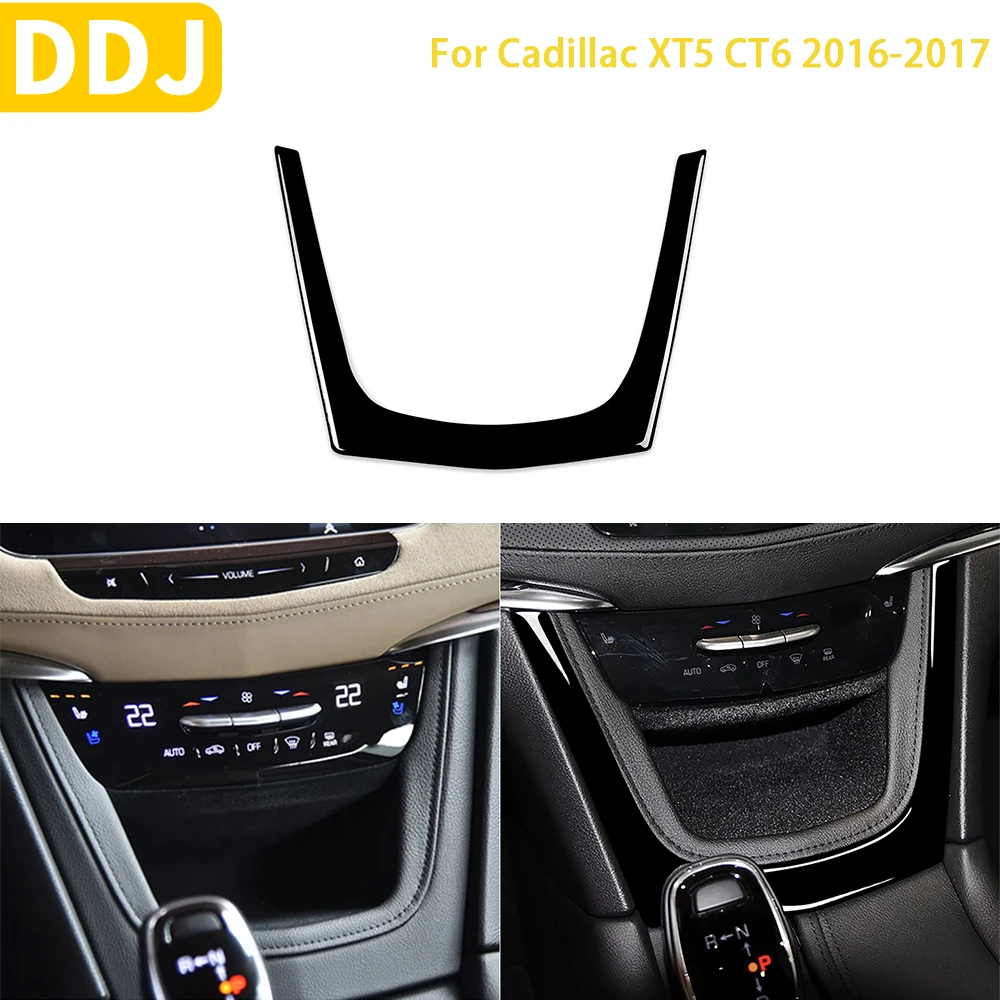 

For Cadillac XT5 CT6 2016 2017 Car Accessories Plastic Black Interior Central Control U Frame Trim Sticker Decoration