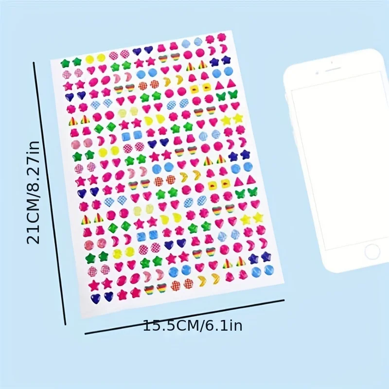 Klebrige Ohrringe, 3D-Edelsteine, Aufkleber, Glitzer-Kristall-Aufkleber, Ohrringe für Mädchen, Nagel-Ohrring, Prinzessin, Make-up, Spielzeug, Geschenk, 2 Stück – Detail 5