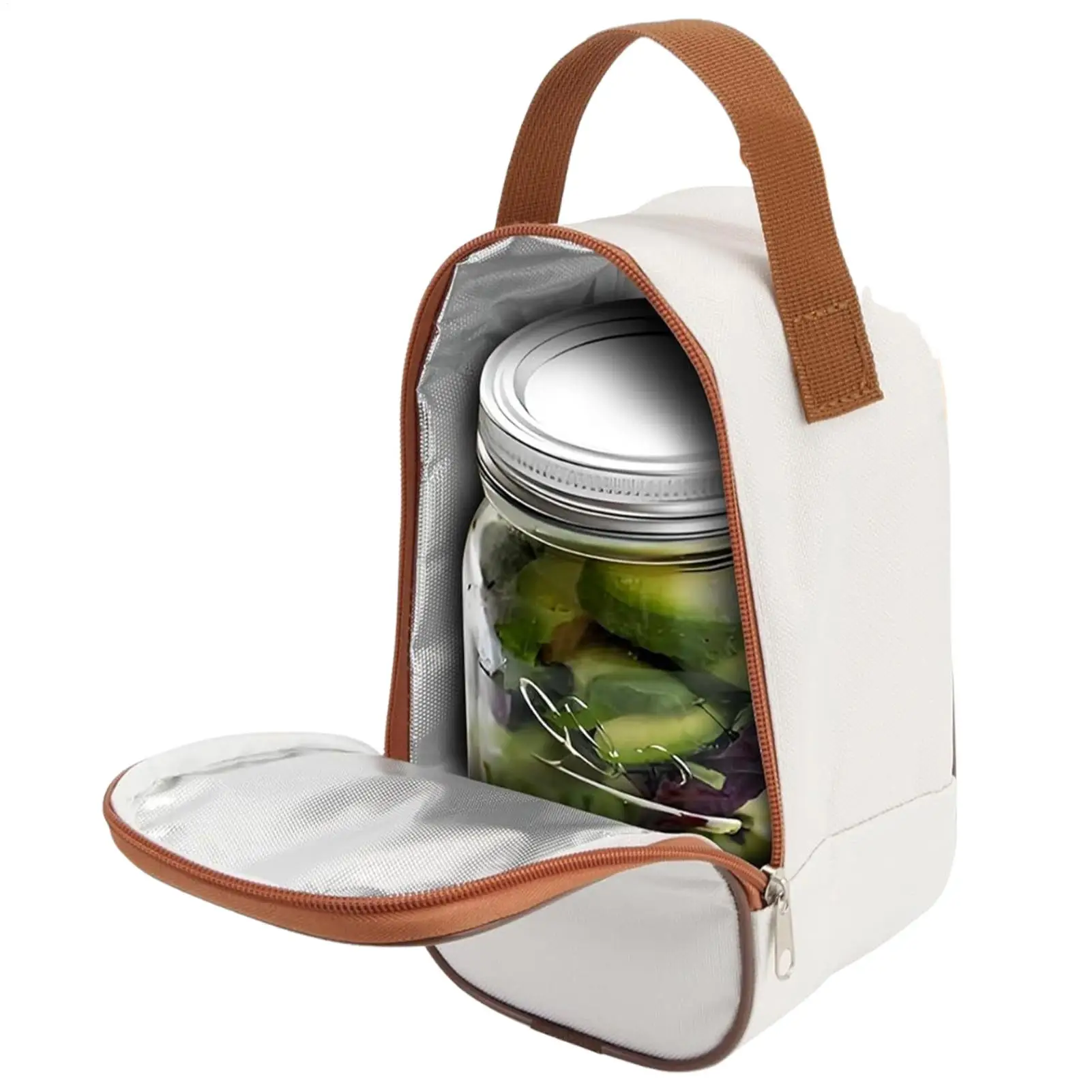 Portable Salad Box Small Storage Bag Insulated Leakproof Water-Resistant Carrier MesenJar Side Opening Bag For Lunch Dinner