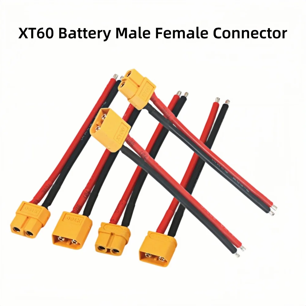 4 Stück XT60 Akku-Steckverbinder (männlich/weiblich) - 10cm 14AWG Silikonkabel für RC-Flugzeug Lipo-Akku ESC FPV-Drohne Erweiterung