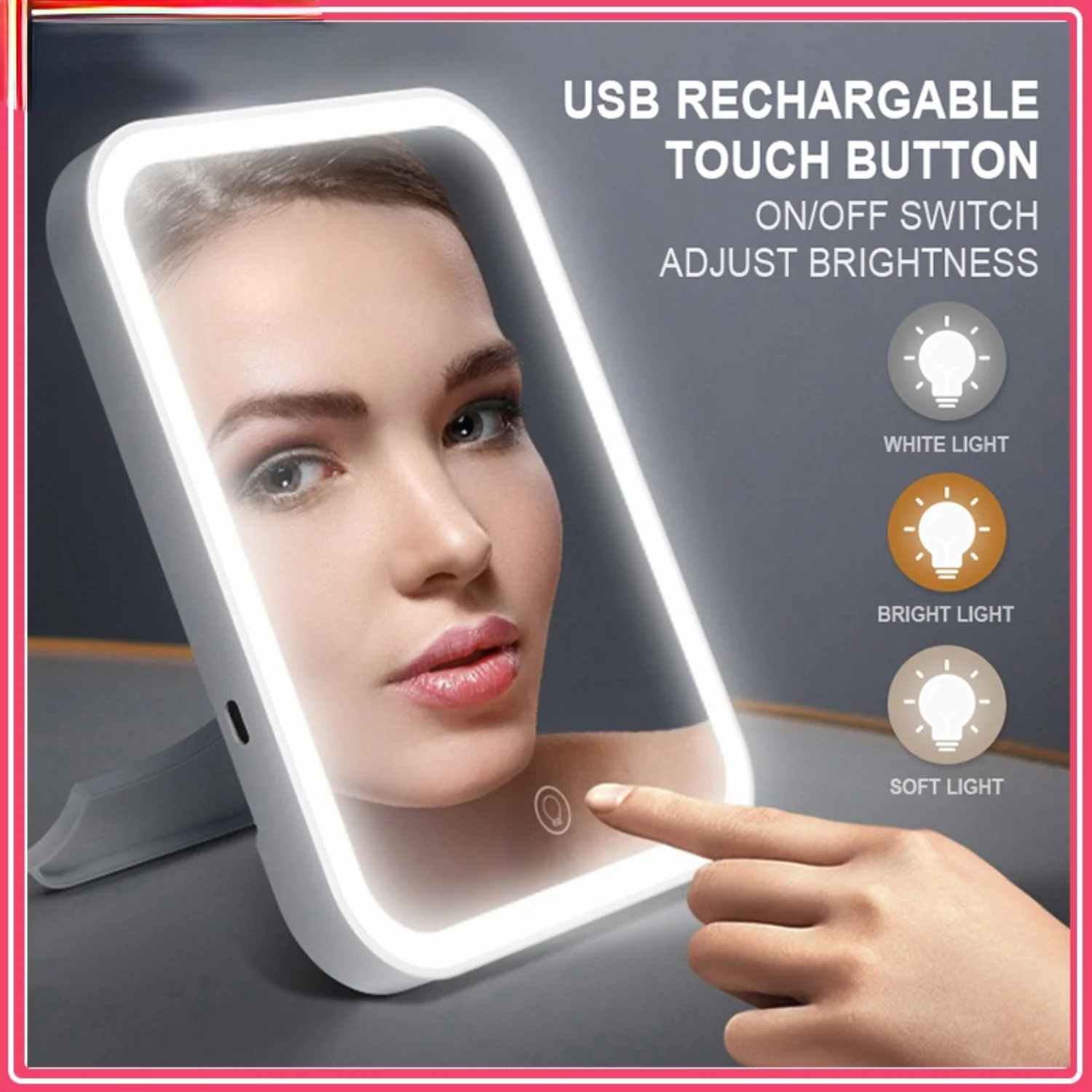 5X Magnifying LED Makeup Mirror - Illuminated  Screen with 3 Light Settings - Portable, Foldable Vanity Mirror for Perfect Detai