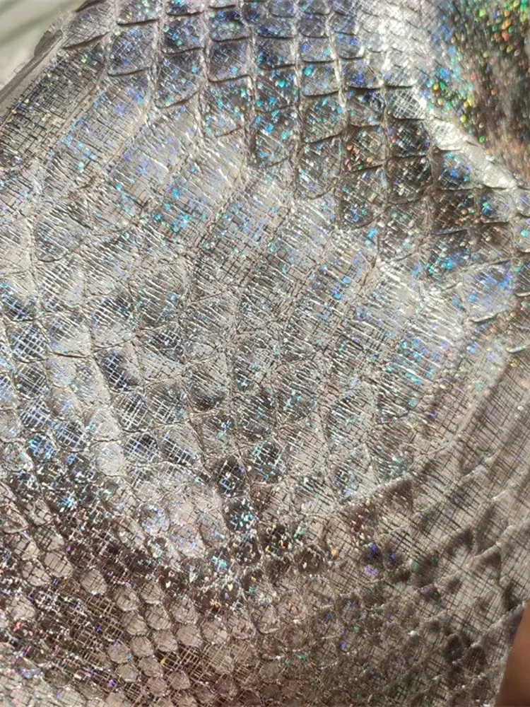 محفظة جديدة ملحقة ذاتية الصنع مادة جلد الثعبان بالليزر الملونة قطعة جلدية أصلية ناعمة من نسيج الجلود #4