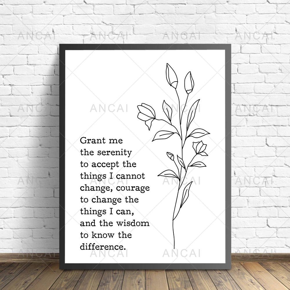 The Serenity Prayer Bible Verse Quote Poster Christian Wall Art Canvas Painting Print Scripture Bedroom Living Room Decoration