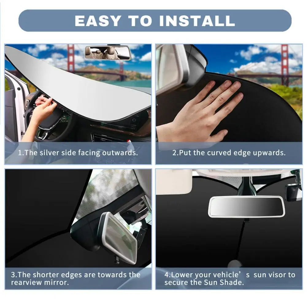 

Car Sunshade Cover All-round Protection Car Shade Automotive Front Window Sun Visor Protector Cover for Suv Truck 2pcs Foldable