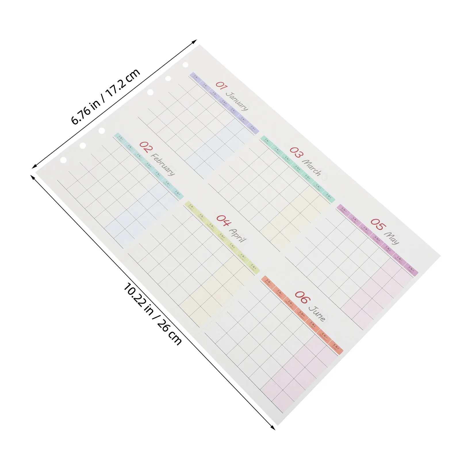 20Sheets A6 Planner Refills for 6 Ring Binder Undated Monthly Calendar Inserts Budget Organizer Paper Meal Planning Habit