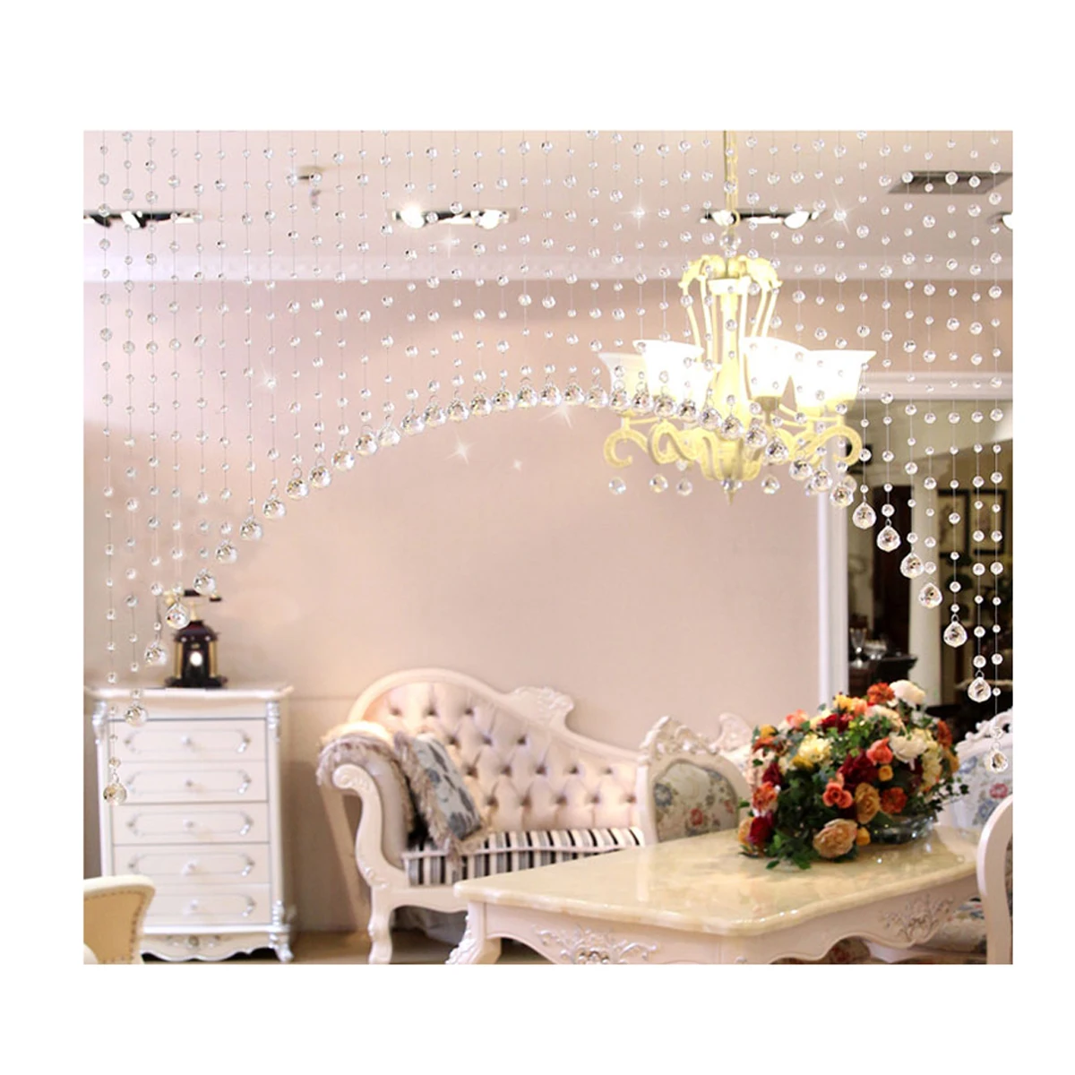 

Diamond Cut Bead Curtain Tassel Transparent Crystal Window Door Section Curtains Decor Home Wedding Party Room Display