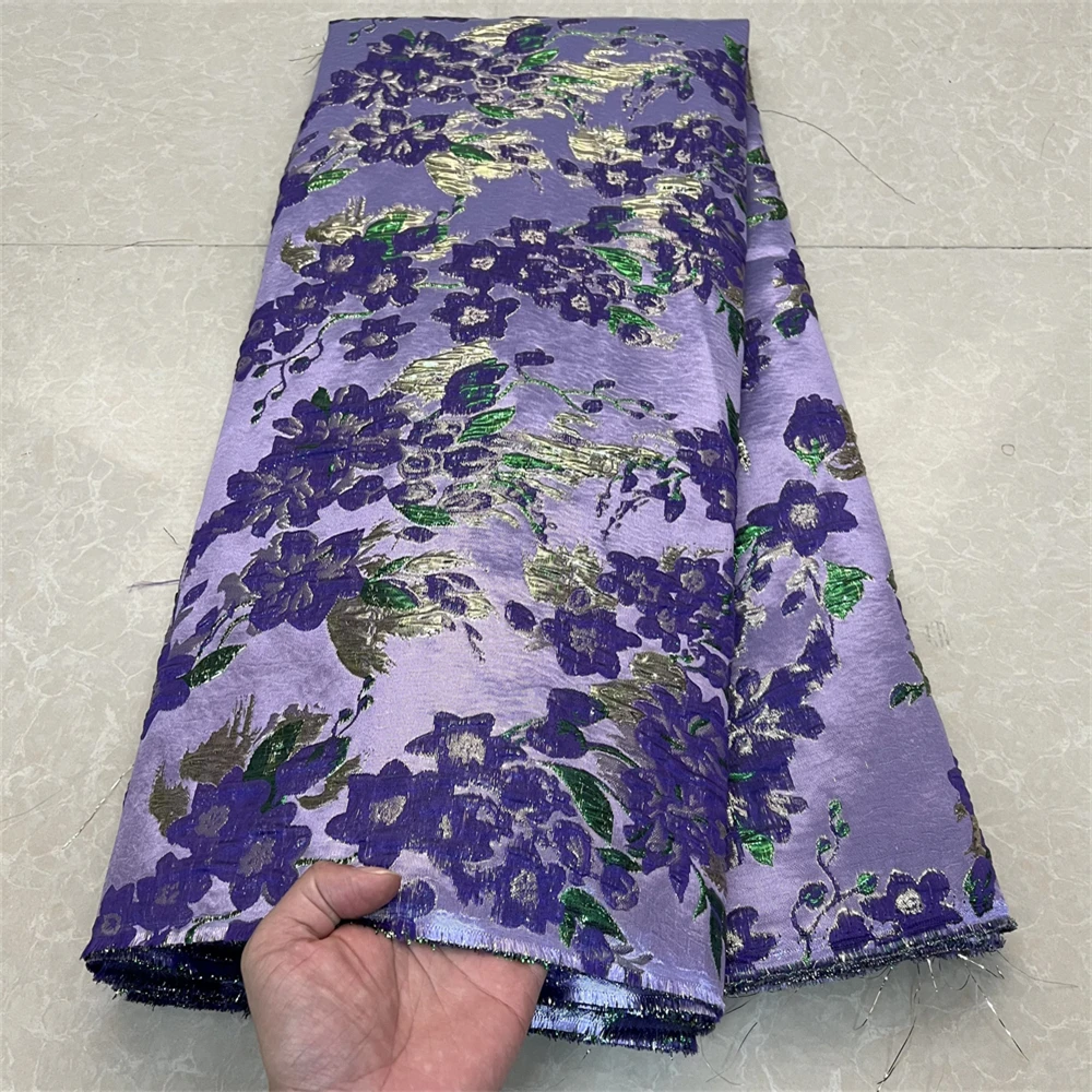 Nigerian African Jacquard Brocade Lace Fabric,Embroidery,2025,Evening Dresses,Tulle,Carbon,Fabrics For Sewing By Meter,5 Yards