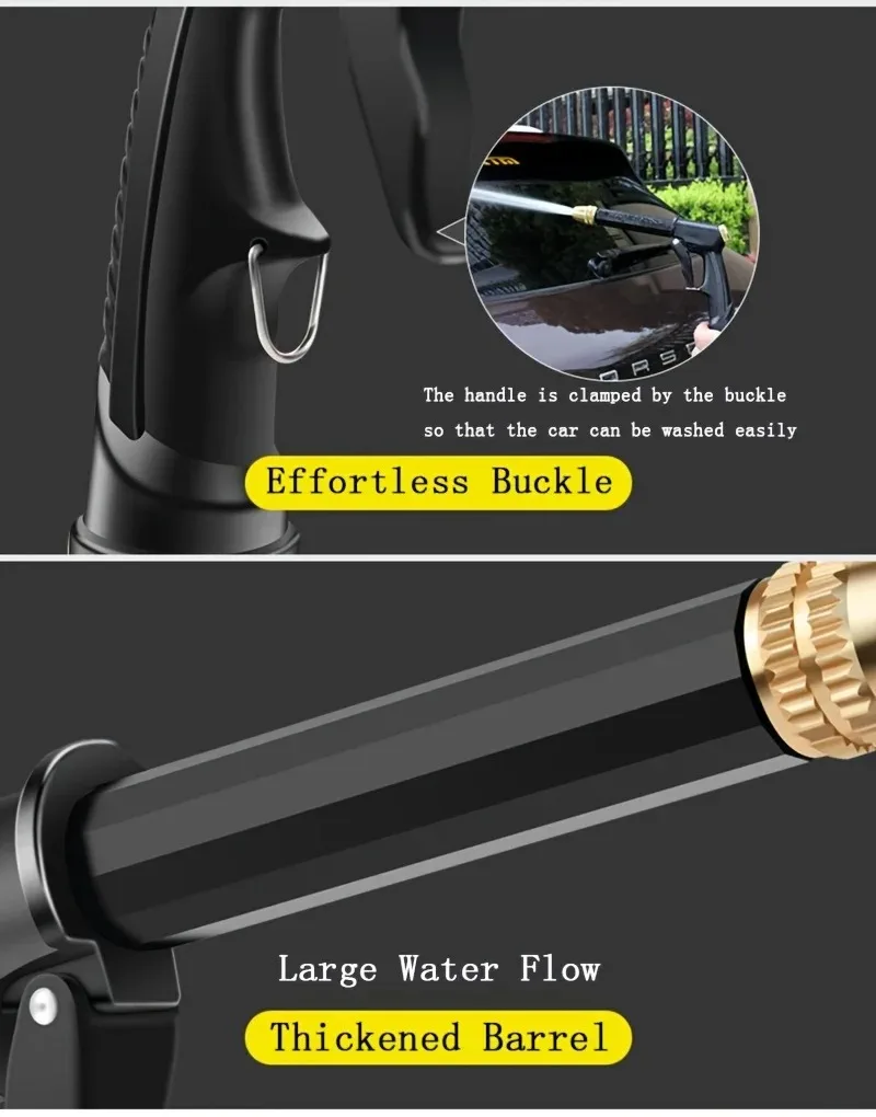 10M Hochdruck Wasser Pistole Haushalt Auto Waschen Wasser Schwarz Auto Waschen Einstellbare Düse Wasser Bewässerung Rohr Auto Waschen Pistole für Anlage – Detail 9