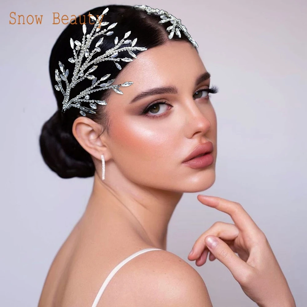 Dz078 casamento nupcial headwear updo estilo guarnição lateral artesanal folha de cristal acessórios para o cabelo strass cocar jóias elegantes