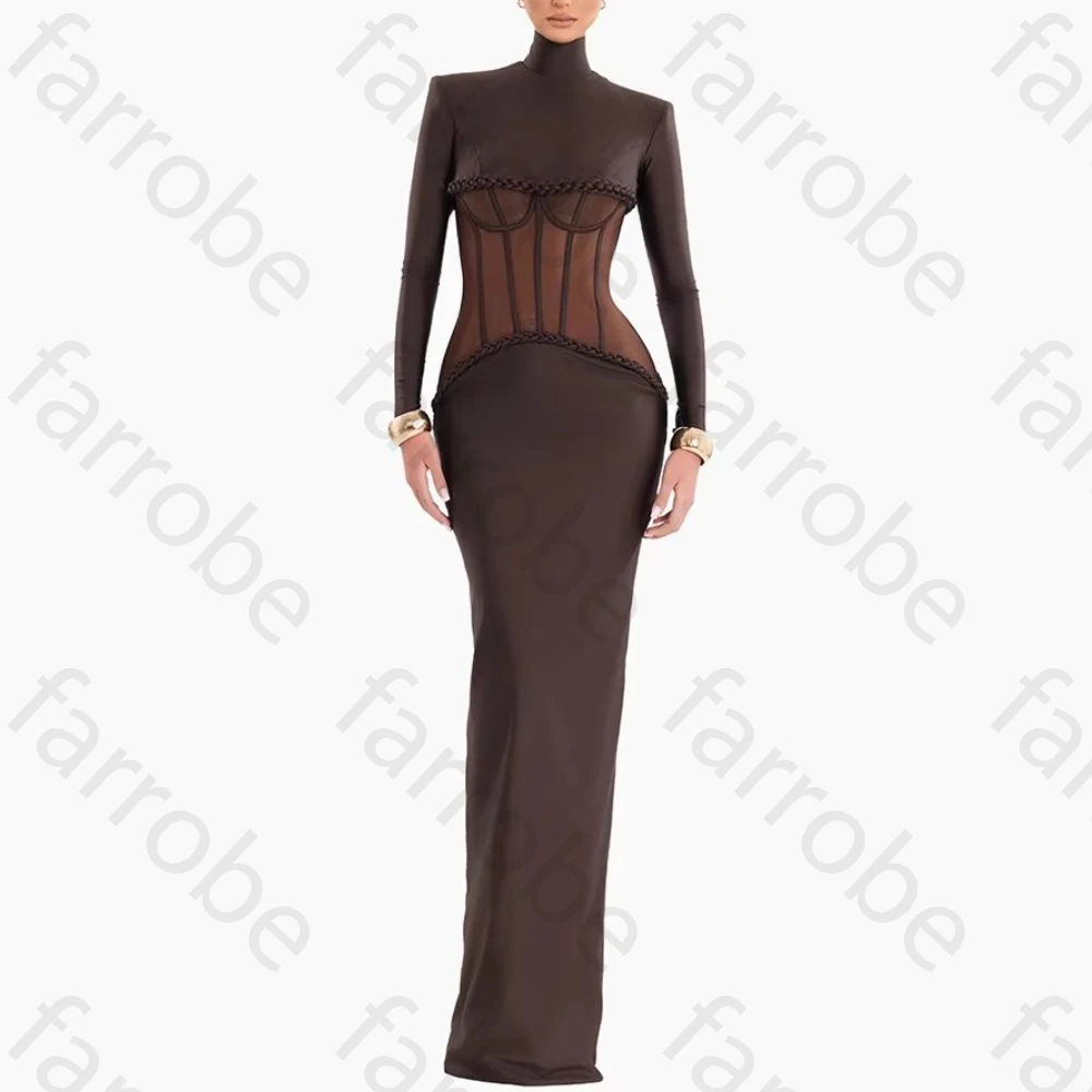 

Элегантные вечерние платья с круглым вырезом и длинными рукавами, сексуальное облегающее платье макси, изысканные платья высокого качества для выпускного вечера для женщин по индивидуальному заказу