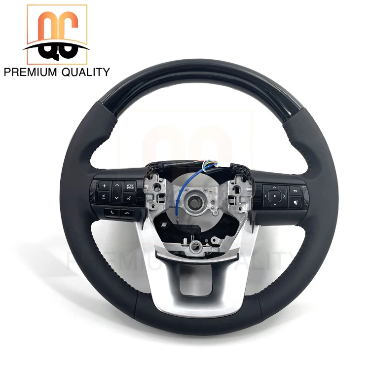 Guangzhou qicheng auto parts Asia market hot sell black wood steering wheel for Hilux Revo Vigo pick up