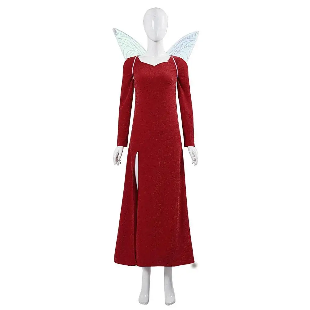 Halloween Carnival  Shrek Cosplay Costume Ladies Fairy Godmother Classic Red Dress Full Matching Stage Performance Outfit