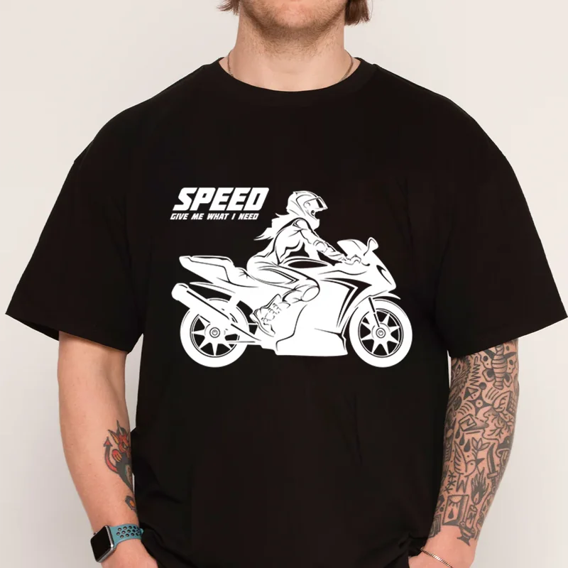 

Woman Riding Motorcycle T-shirt 100% Cotton O-Neck T Shirt Short Sleeve Casual Mens Tshirt