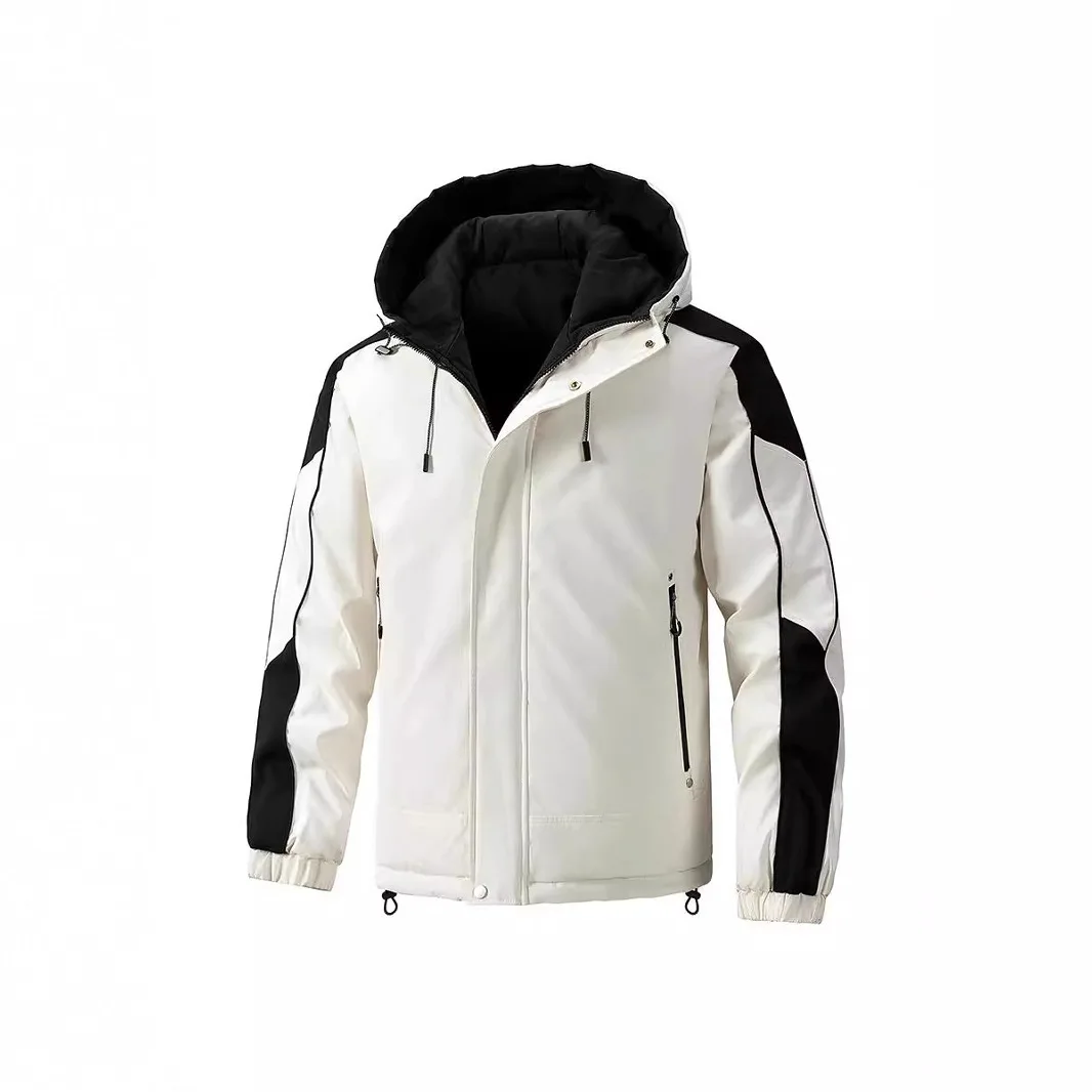 2025 Winter Man Down Jacket Cold-proof Contrast Color Two-sided Male Hooded Outerwear Long Sleeve Zipper Versatile Men Coat