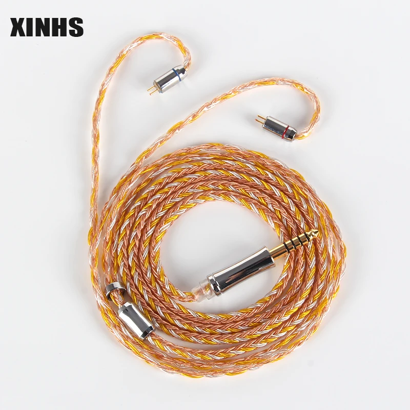 XINHS 16 Core Gold Silver Yellow Earphones Cable 5N Single Crystal Copper Silver Plated Upgrade Cable