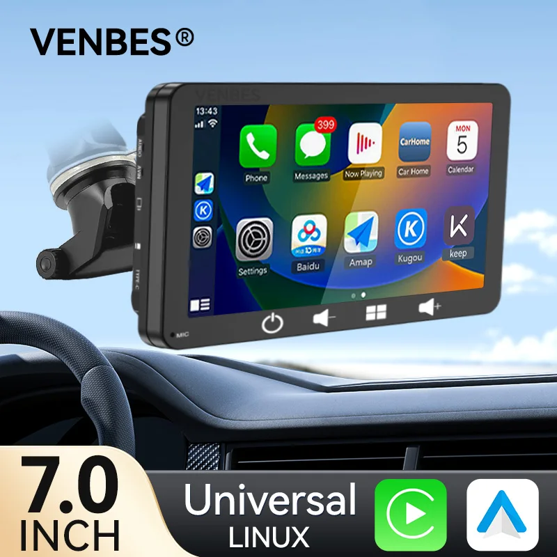 

VENBES Car Radio 7 Inch Carplay Android Auto Multimedia Video Player Touch Screen ​​easy-to-install Support