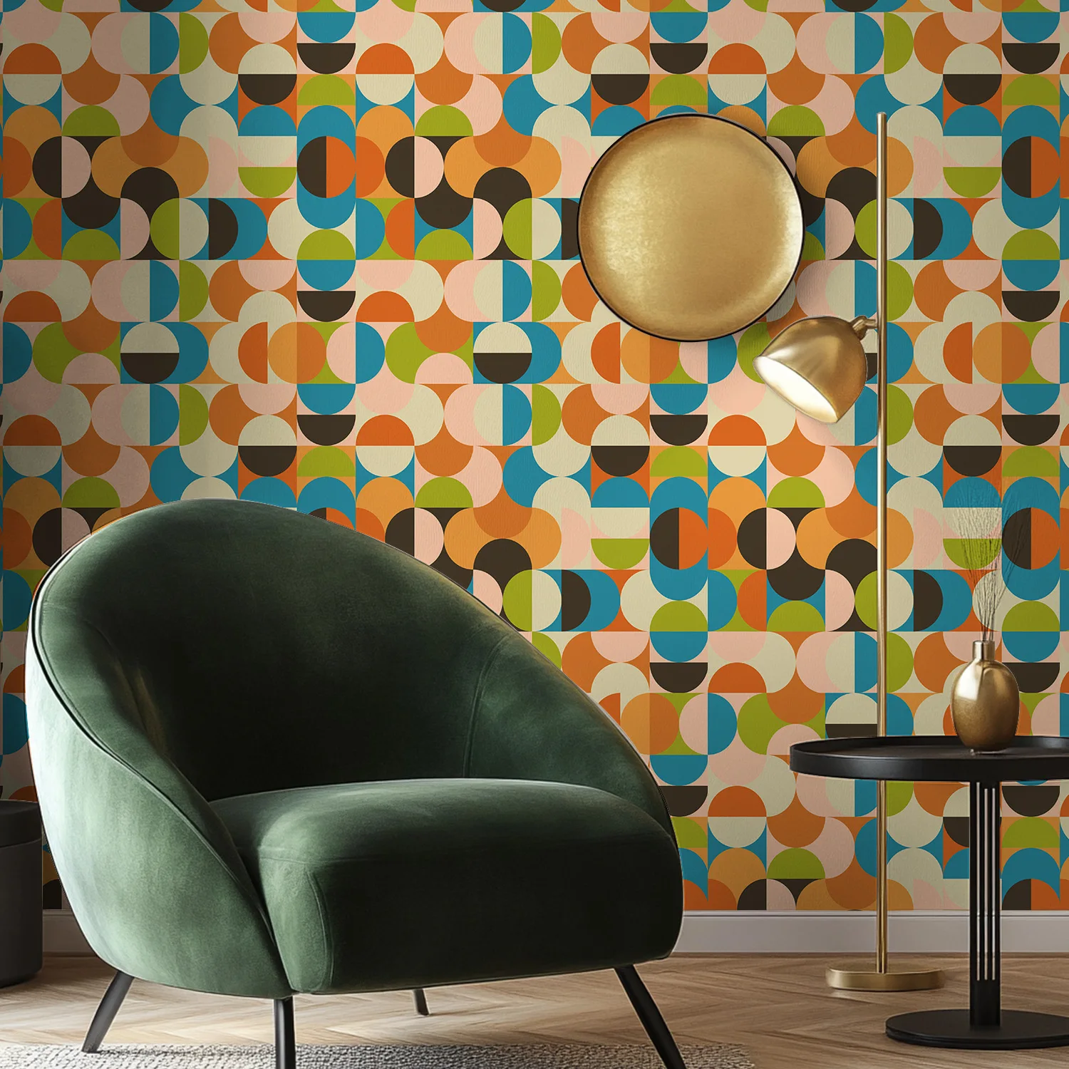 Peel and Stick Wallpaper Boho Half Circle Geometric Wallpapers Removable Self Adhesive Contact Paper for Bathroom Bedroom