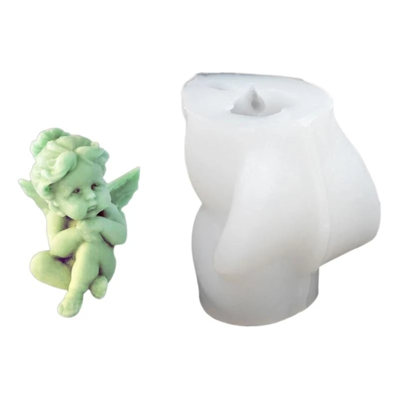 

652F Winged Baby Figurine Silicone Molds for Epoxy Resin Handmade Soap Gypsum Silicone Mold for Home Decoration