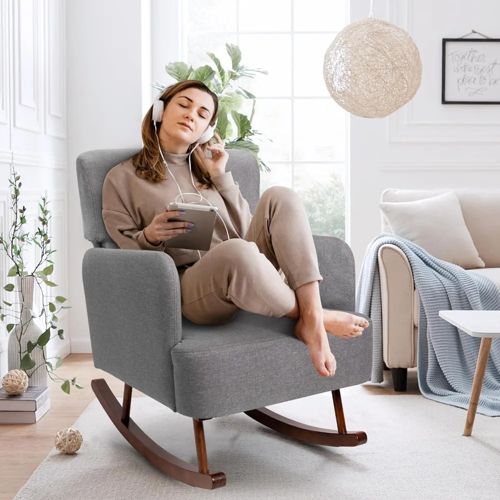 كرسي هزاز من القماش، كرسي هزاز للحضانة في الأماكن المغلقة لغرفة المعيشة، كرسي هزاز شراعية حديث #1