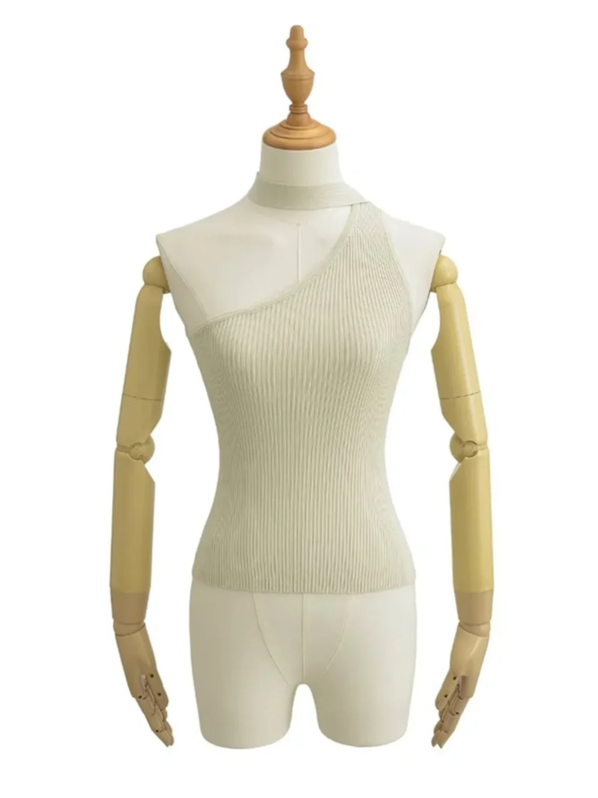 Sexy ort Gebreid Vest Dames Zomer Bovenkleding Trendy meisje oulder Bared Strakke pasvorm Basislaag Top Asymmetrische Splice