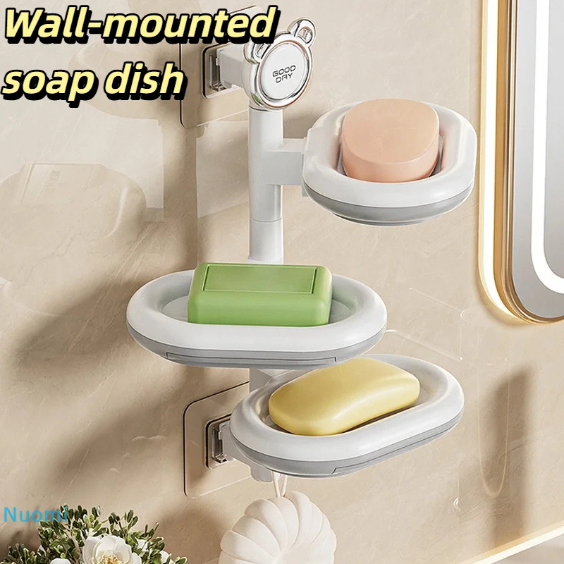 

Home multi-layer soap box No punching soap storage rack Wall mounted rotating bathroom and toilet storage rack Drain box