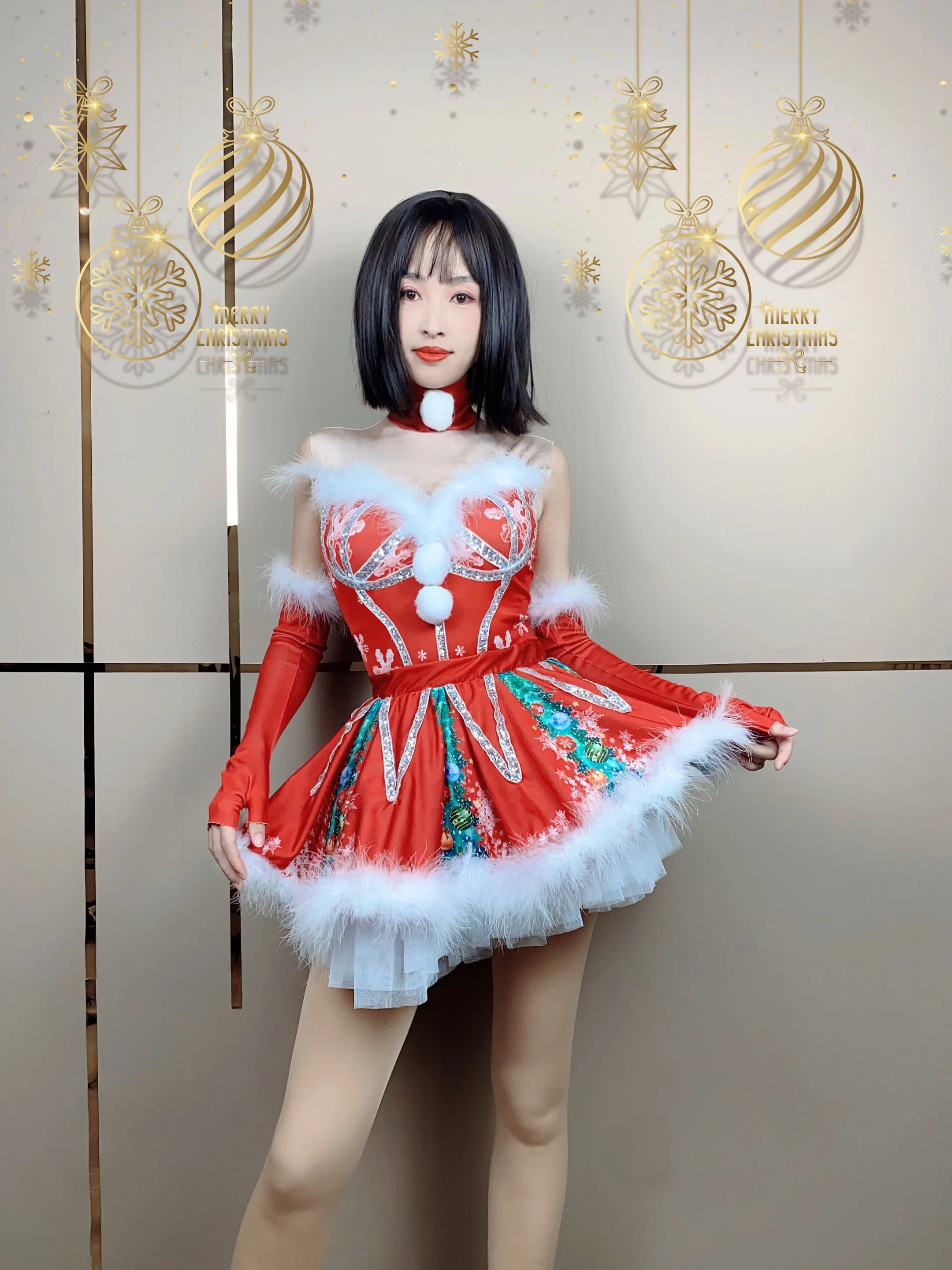 Nowe seksowne kostiumy na imprezę bożonarodzeniową ubrania hip-hopowe jazzową ustawioną w klubie nocnym piosenkarka Gogo tancerka kostium taneczny rurze