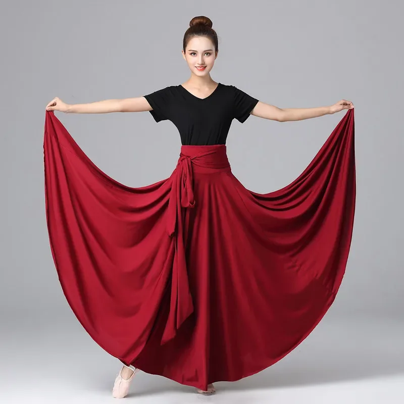 Women Spain Flamenco Dress Folk Belly Gypsy Solid Flamengo Ballet Ballroom Performance Costume Spanish Dance Stage Swing Vestido