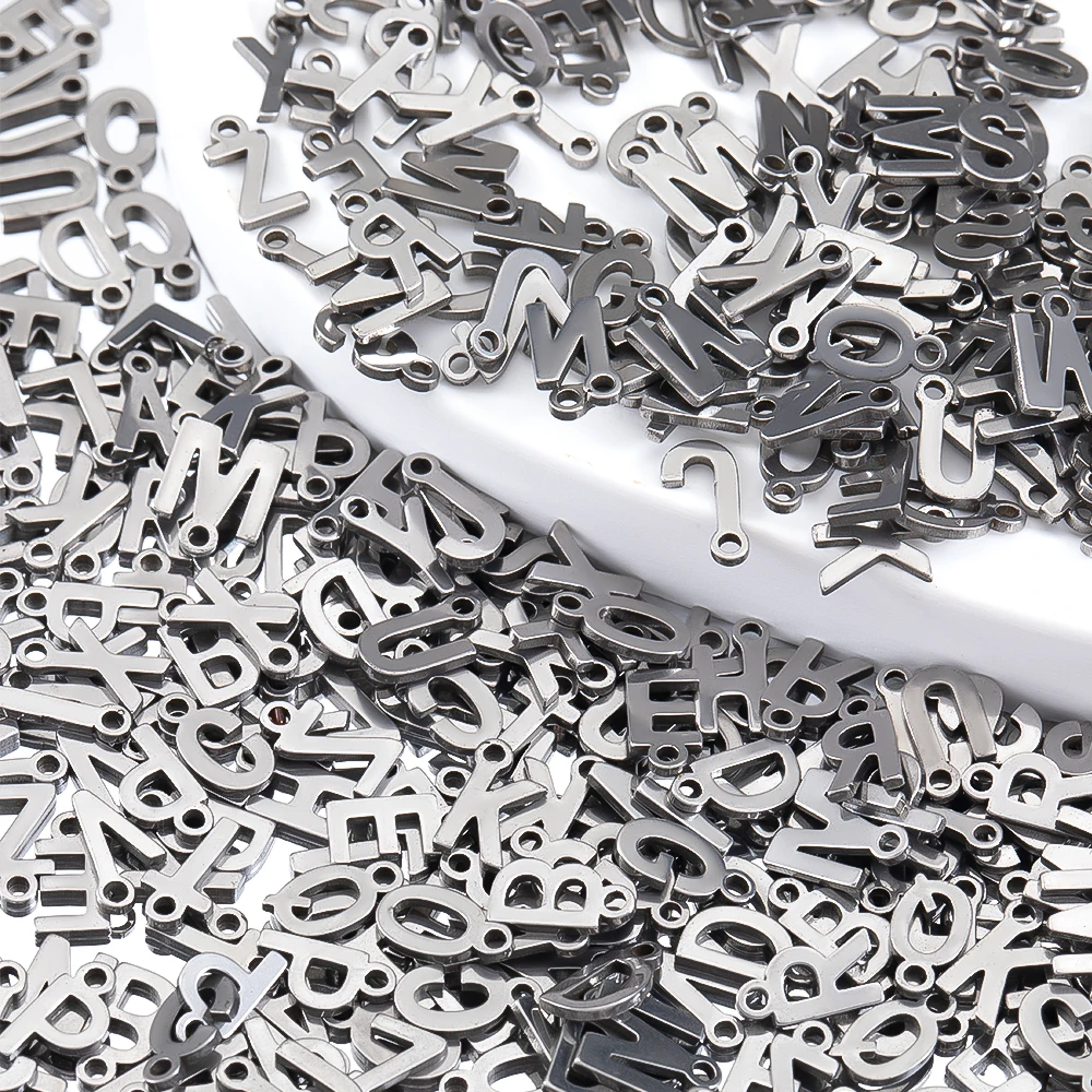50pcs Mini A to Z Initial Charms Random Alphabet Pendants Stainless Steel Letter Charms DIY Earrings Necklaces Jewelry Making