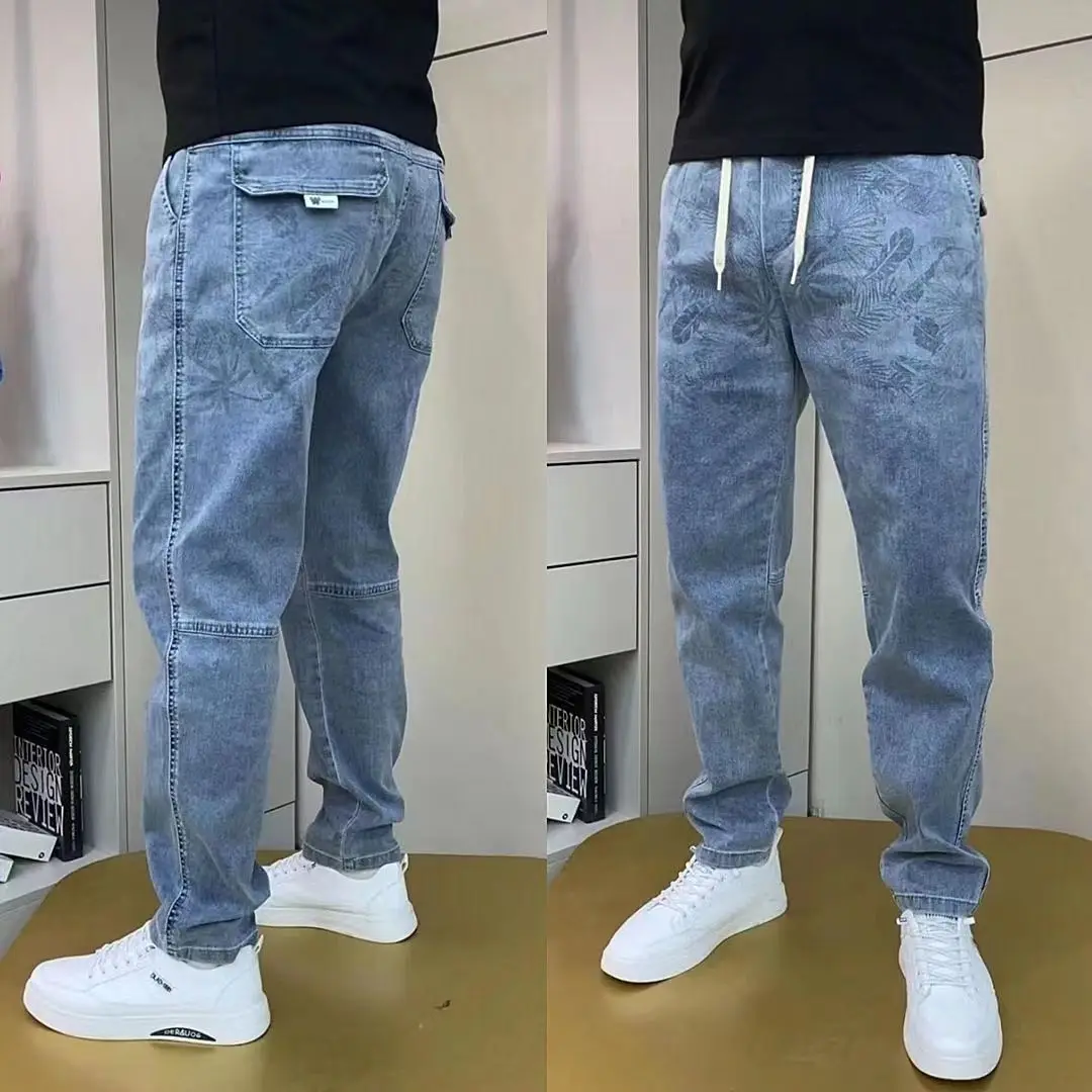 

Дизайнерская одежда Корейская роскошная одежда Осенние мужские брюки Харлан Прямые высокоэластичные мужские джинсы Новые свободные прямые брюки