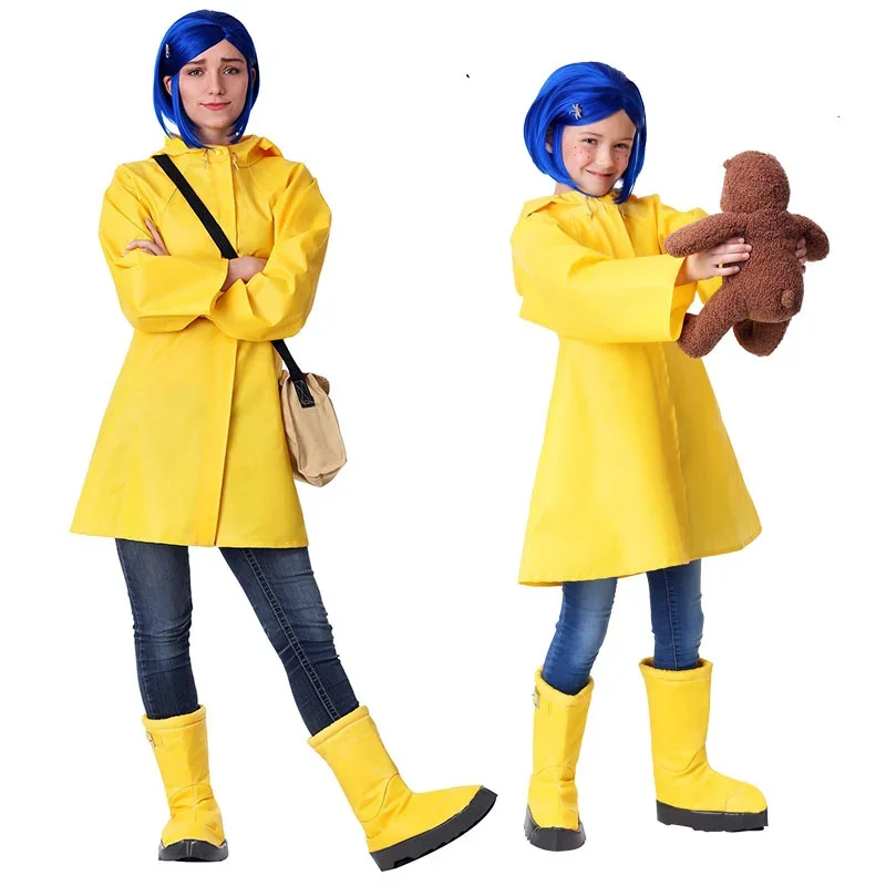 Coraline Wybie Lovat Cosplay Costume Outfits Coraline Cosplay Hoodie Jacket Coat Halloween Party Carnival Suit Raincoat