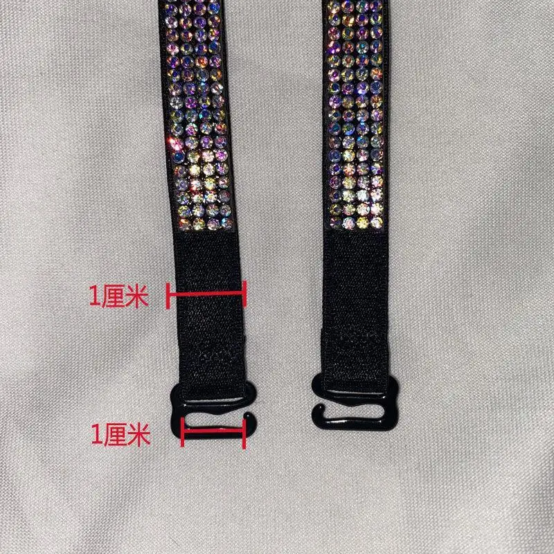 1 Pair Women Thin Shoulder Strap Non-Slip Rhinestone Underwear Shoulder Belt High Elastic Female Bra Accessories