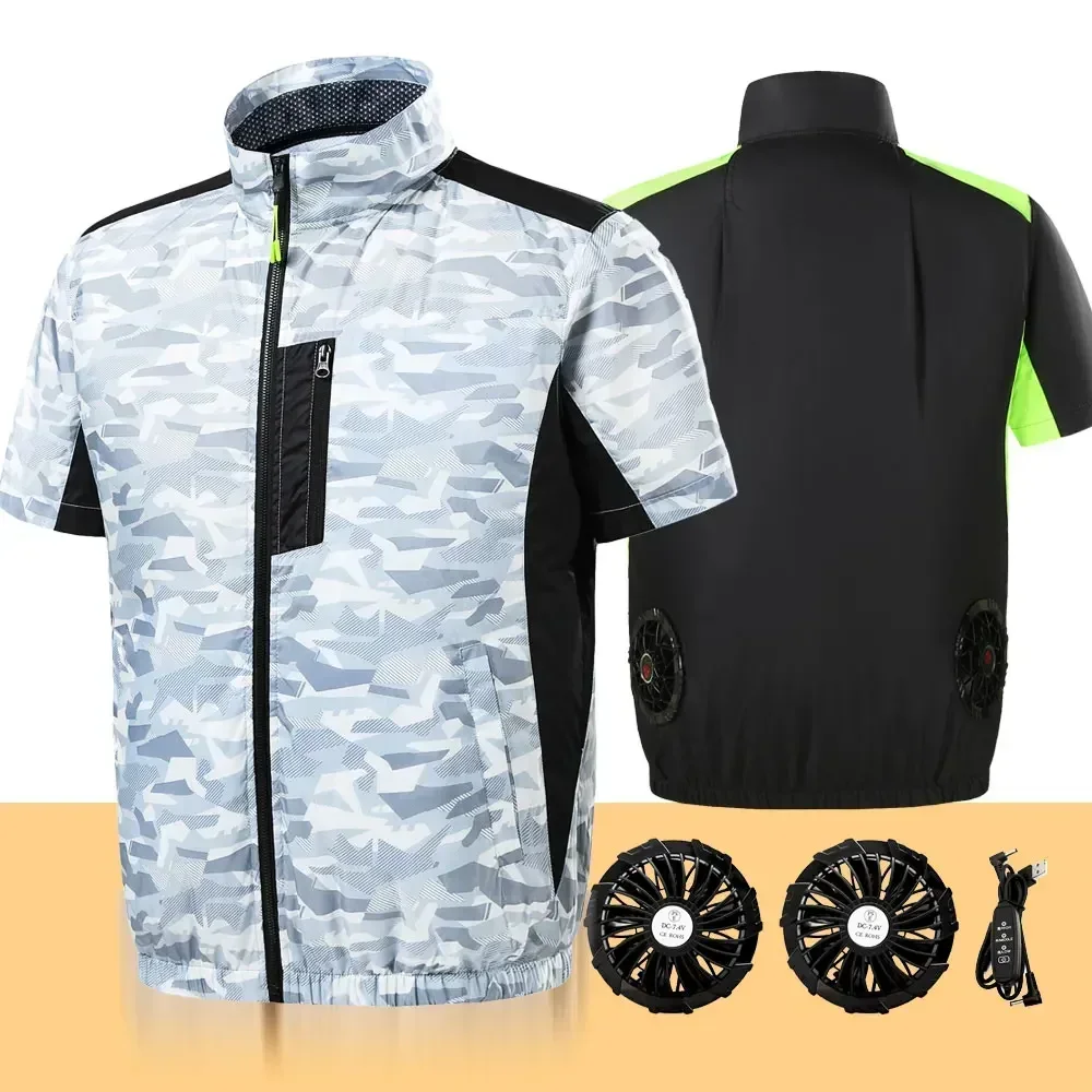 Summer Fan Vest Men's Wearable Cooling Air Conditioning Clothing Outdoor Hiking Cooling High Temperature Working Fishing Jacket