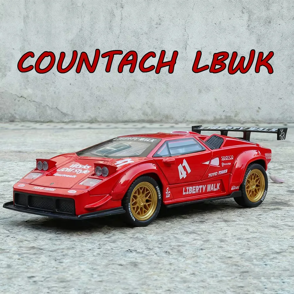 1:32 ランボルギーニ カウンタック LBWK モデルカー 合金製おもちゃ ダイキャストホイール プルバック ミニチュア車両 ライトミュージック スポーツカー 知育玩具