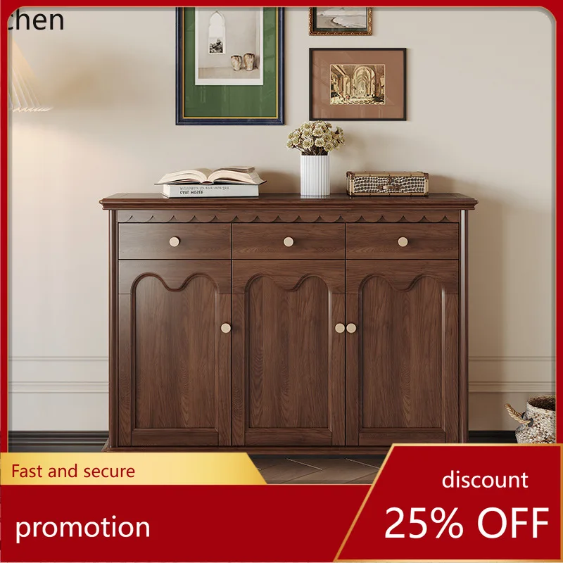 

ZML Entrance Hallway Cabinet Solid Wood Three-Door Shoe Cabinet Vintage Country Simple