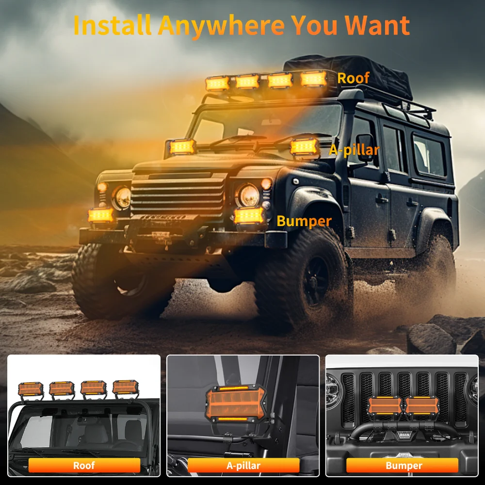 2Pc 5 inch Off Road LED Work light DRL + Spotlights for Jeep Multifunction Motorcycle Headlight Truck 4x4 SUV ATV Auxiliary Lamp