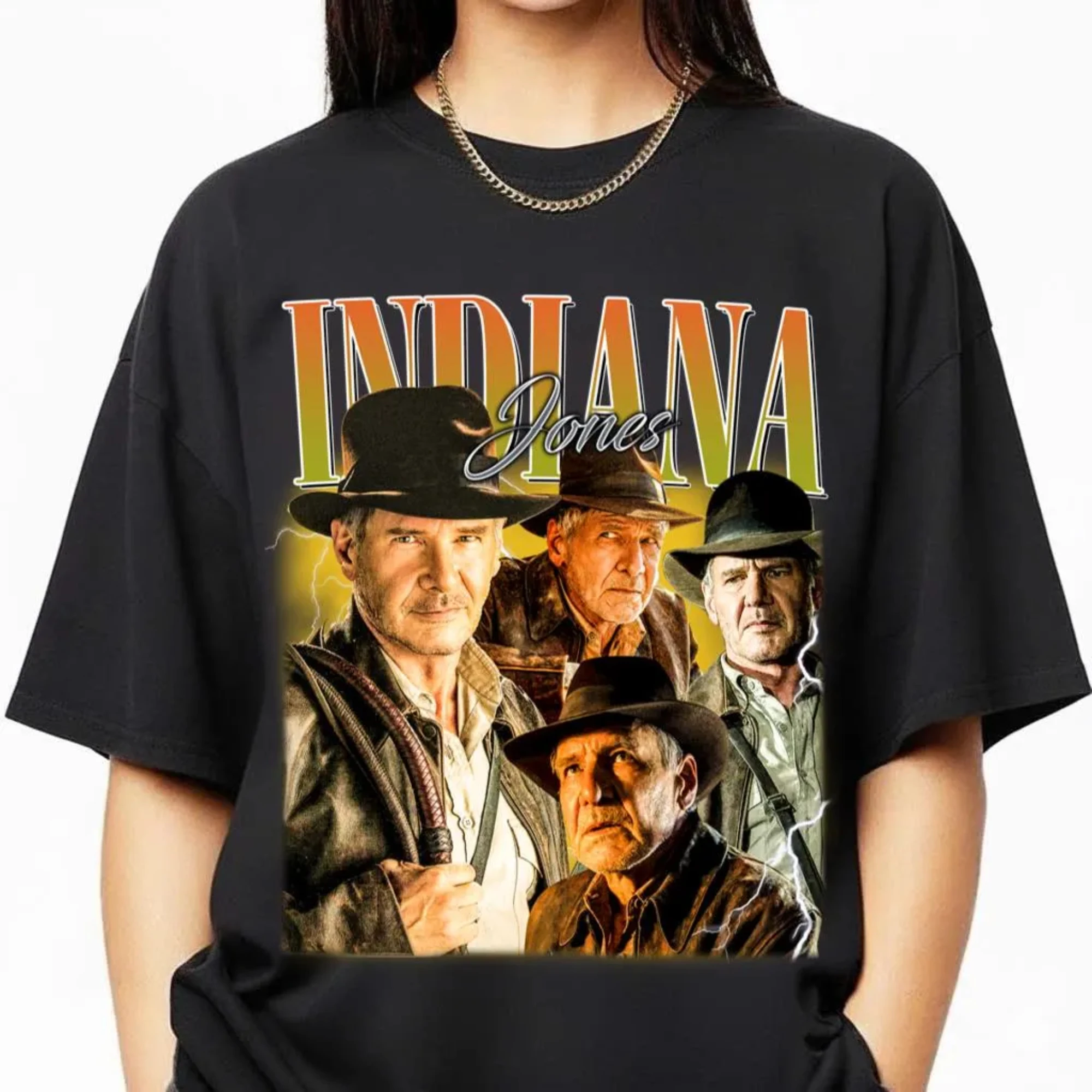 

Indiana Jones Vintage Printed Women's T-shirt Spring/Summer Fashion Trend Pure Cotton Top Neutral Short Sleeve T-shirt