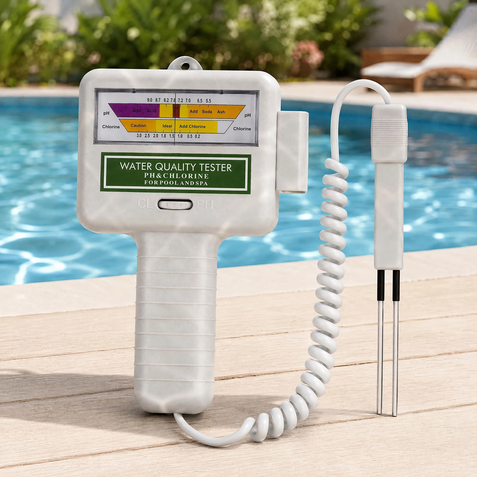 PH Chlorine Meter Tester 2-in-1 Portable Water Quality Testing Device High Precision Easy To Use Spa Swimming Pools Checker