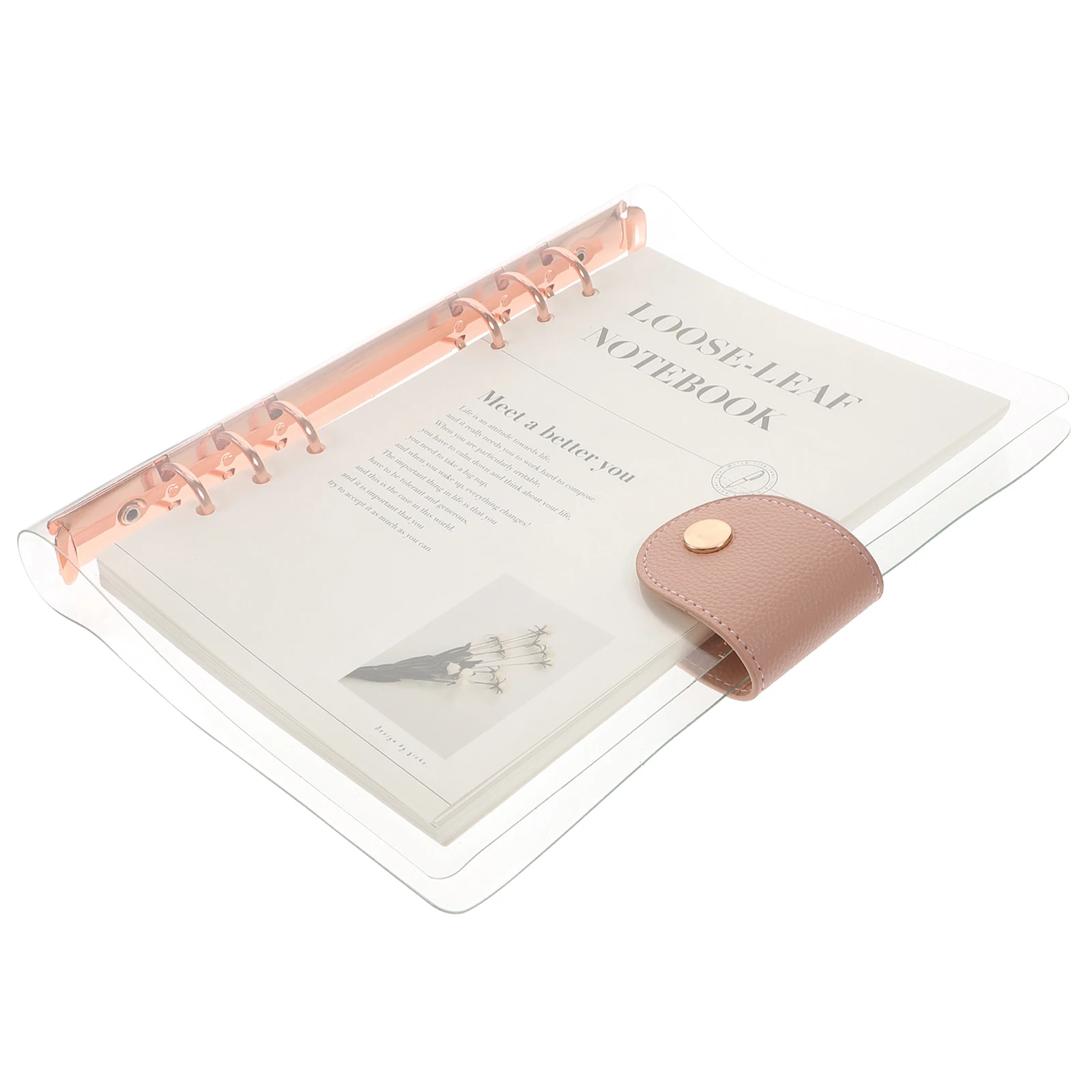 

Pvc Transparent Loose-Leaf Notebook A5 Rose Gold Detachable Binder Planner Notepad Daily Schedule Journal Writing Memo Pad