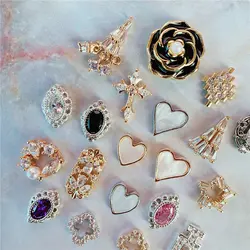 10pcs Love Heart Flower Christmas Tree Nail Art Zircon Pearl Crystal Metal Manicure Nails Accesorios Supplies Decorations Charms