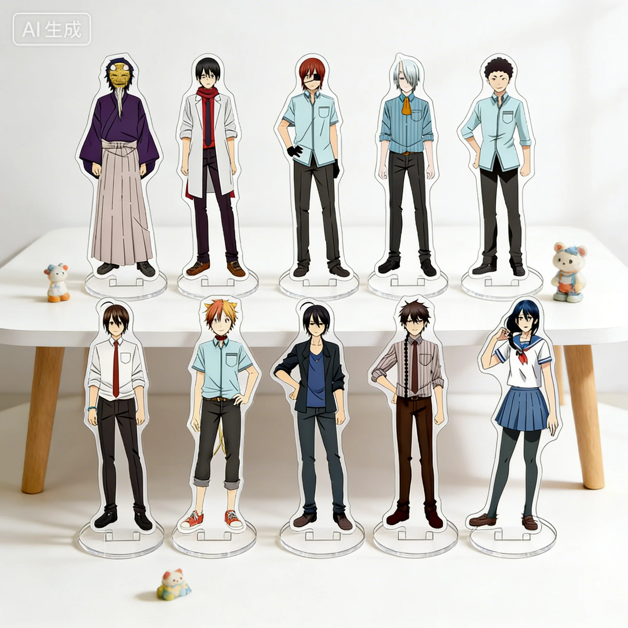 Anime A Terrified Teacher at Ghoul School! Rintaro Miki Chiisai Ojisan 15CM Acrylic Stand Model Plate Keychains Desk Decor