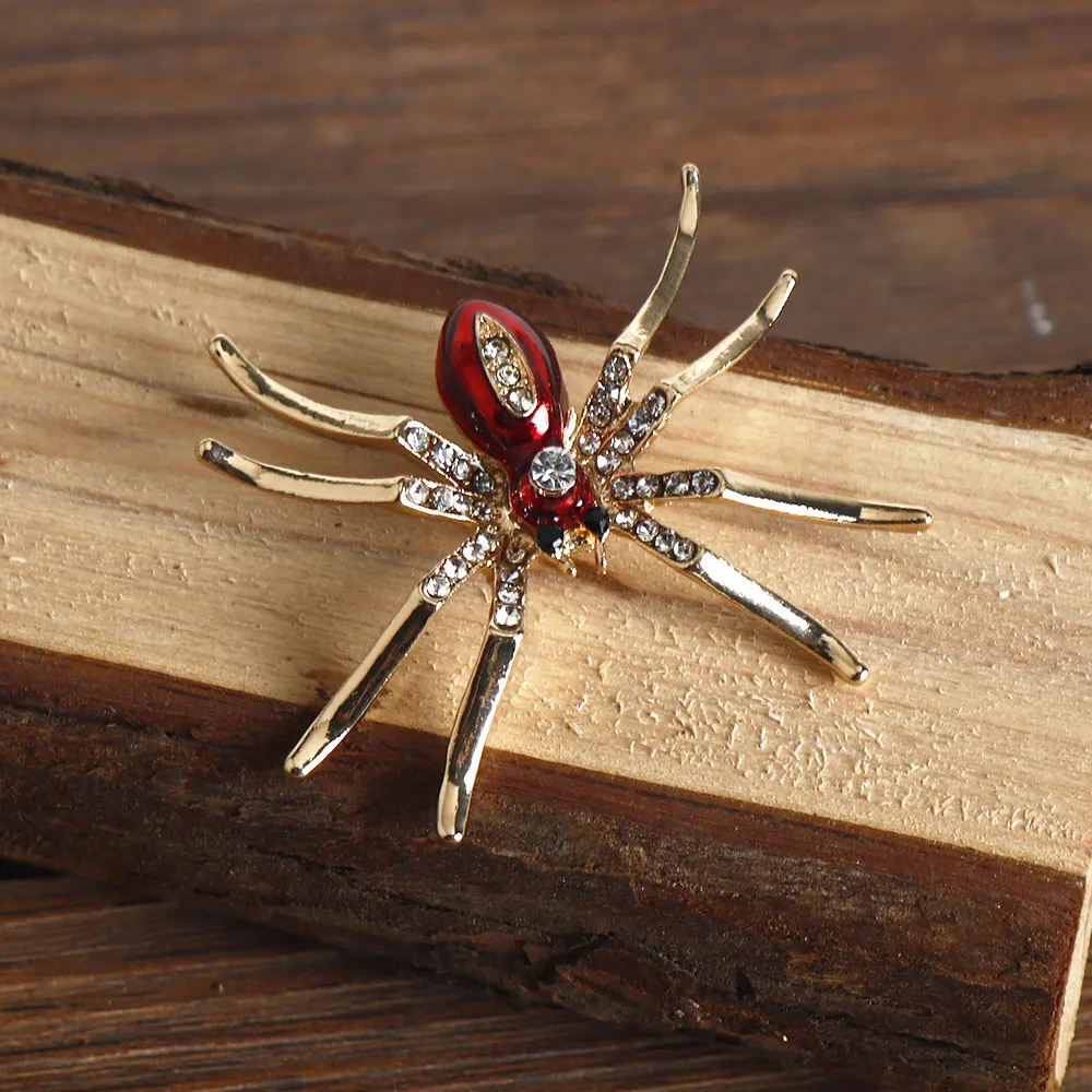 Cute Rhinestone Inlaid Broche, Spider Badge Shape, Esmalte Pins, Halloween Party Gift, Acessórios, Presente